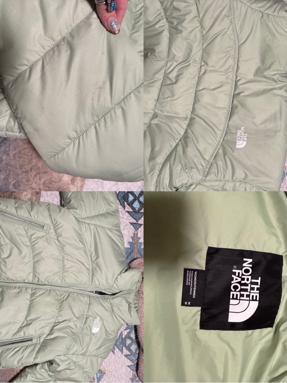 The North Face Light Sage Green Quilted Puffer Jacket
